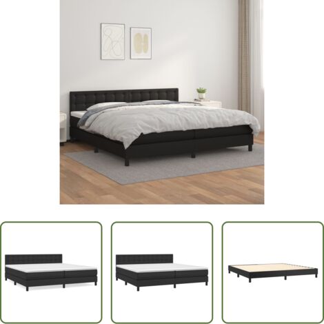 vidaXL Letto con testiera regolabile -  Giroletto a Molle con Materasso Nero 200x200 cm in Similpelle