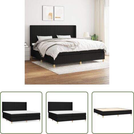 vidaXL Letto con testiera regolabile -  Giroletto a Molle con Materasso Nero 200x200 cm in Tessuto