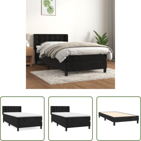 vidaXL Letto con testiera regolabile -  Giroletto a Molle con Materasso Nero 80x200 cm in Velluto