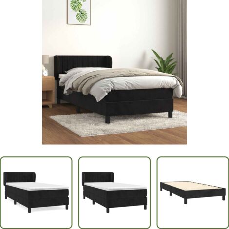 vidaXL Letto con testiera regolabile -  Giroletto a Molle con Materasso Nero 80x200 cm in Velluto