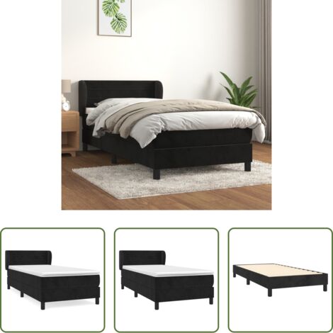 vidaXL Letto con testiera regolabile -  Giroletto a Molle con Materasso Nero 80x200 cm in Velluto