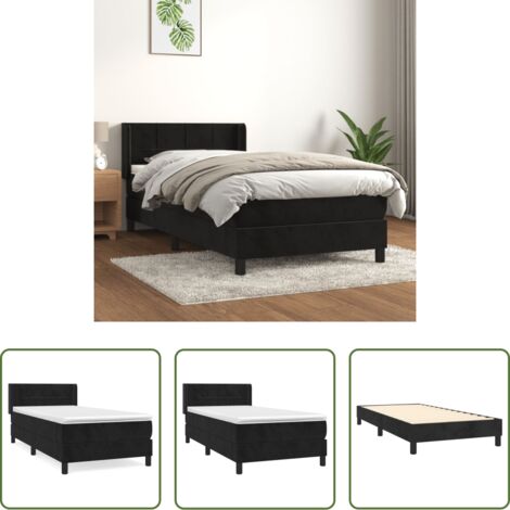 vidaXL Letto con testiera regolabile -  Giroletto a Molle con Materasso Nero 90x200 cm in Velluto