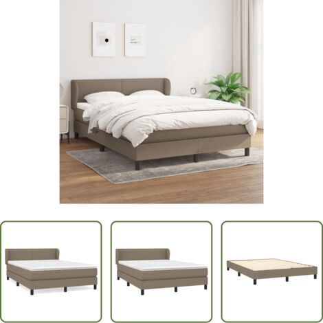 vidaXL Letto con testiera regolabile -  Giroletto a Molle con Materasso Tortora 140x200 cm in Tessuto
