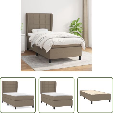 vidaXL Letto con testiera regolabile -  Giroletto a Molle con Materasso Tortora 90x190 cm in Tessuto