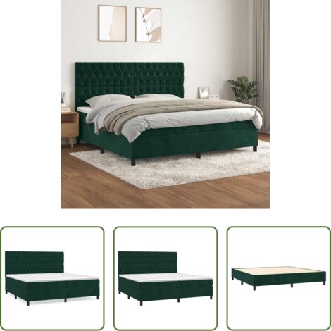 vidaXL Letto con testiera regolabile -  Giroletto a Molle con Materasso Verde Scuro 200x200 cm Velluto