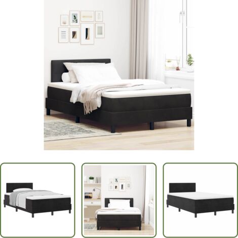 vidaXL Letto con testiera regolabile -  Letto a molle con materasso Nero 120 x 200 cm Velluto