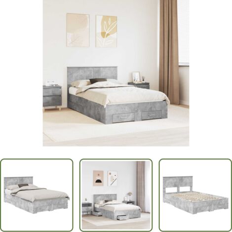 vidaXL Letto con testiera -  Struttura del letto con testiera Grigio cemento 120 x 190 cm
