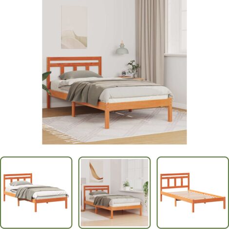 vidaXL Letto con testiera -  Struttura del letto Marrone 80 x 200 cm Pino massello