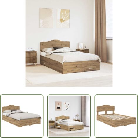 vidaXL Letto con testiera -  Struttura del letto Rovere artigianale 120 x 190 cm