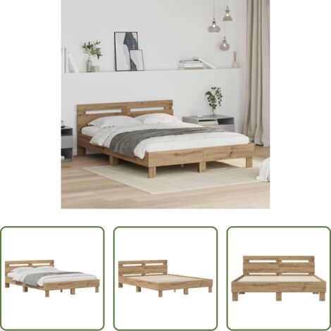 vidaXL Letto con testiera -  Struttura del letto Rovere artigianale 120 x 200 cm