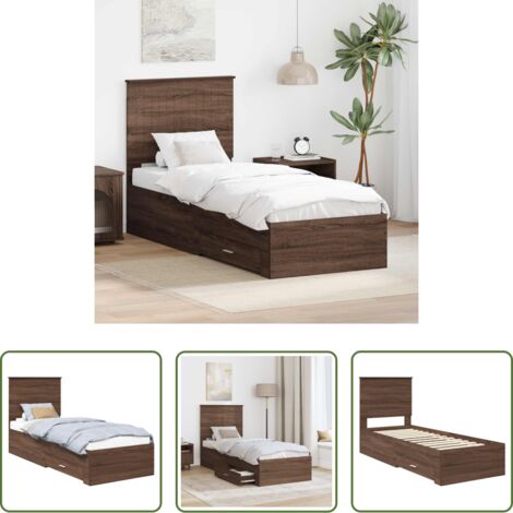 vidaXL Letto con testiera -  Struttura del letto Rovere Marrone e Argento 70 x 190 cm