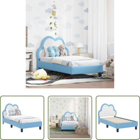 vidaXL Letto con testiera -  Struttura letto per bambini con testata Blu 70 x 140 cm PU