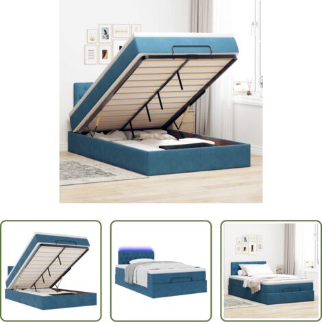 vidaXL Letto con testiera -  Struttura Letto Pouf con Materasso Blu Scuro 120x200 cm Velluto