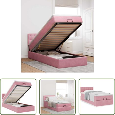 vidaXL Letto con testiera -  Struttura Letto Pouf con Materasso Rosa 80x200 cm Velluto