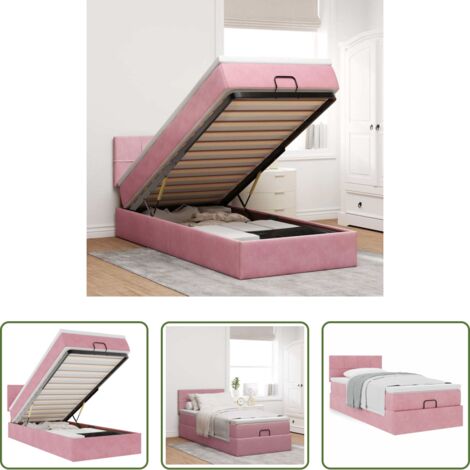 vidaXL Letto con testiera -  Struttura Letto Pouf con Materasso Rosa 80x200 cm Velluto