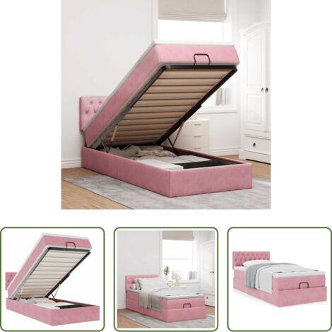 vidaXL Letto con testiera -  Struttura Letto Pouf con Materasso Rosa 80x200 cm Velluto