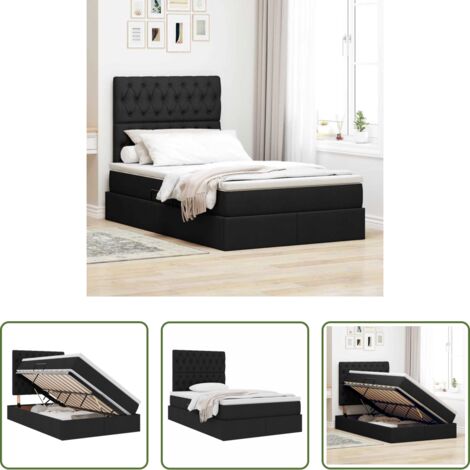vidaXL Letto con vano di stoccaggio -  Letto con contenitore e materasso Nero 120 x 200 cm Poliestere
