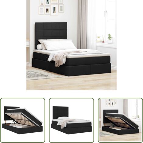 vidaXL Letto con vano di stoccaggio -  Letto con contenitore e materasso Nero 120 x 200 cm Poliestere