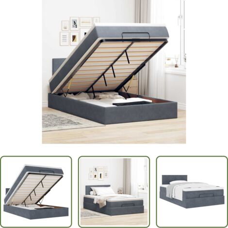 vidaXL Letto con vano portaoggetti -  Struttura Letto Pouf con Materasso 120x200 cm Velluto
