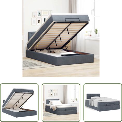 vidaXL Letto con vano portaoggetti -  Struttura Letto Pouf con Materasso 120x200 cm Velluto