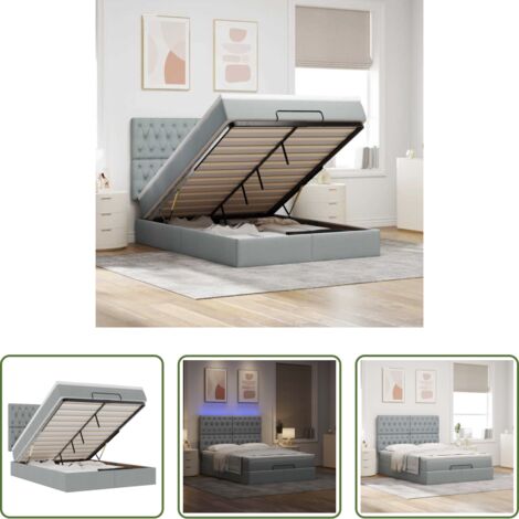 vidaXL Letto con vano portaoggetti -  Struttura Letto Pouf con Materasso 140x190 cm in Tessuto