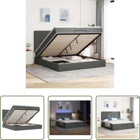 vidaXL Letto con vano portaoggetti -  Struttura Letto Pouf con Materasso 180x200 cm in Tessuto