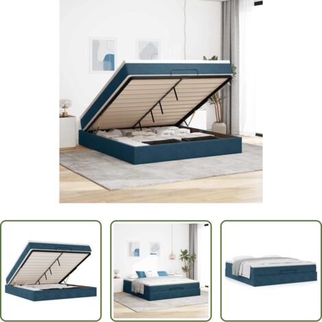 vidaXL Letto con vano portaoggetti -  Struttura Letto Pouf con Materasso 180x200 cm in Velluto