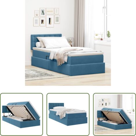 vidaXL Letto con velluto -  Letto con Contenitore Blu Scuro 90 x 200 cm Velluto