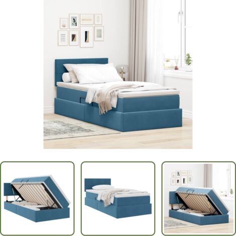 vidaXL Letto con velluto -  Letto con Contenitore Blu Scuro 90 x 200 cm Velluto
