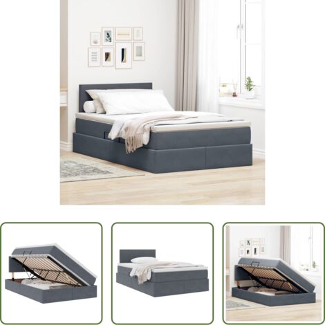 vidaXL Letto con velluto -  Letto con Contenitore Grigio scuro 120 x 200 cm Velluto