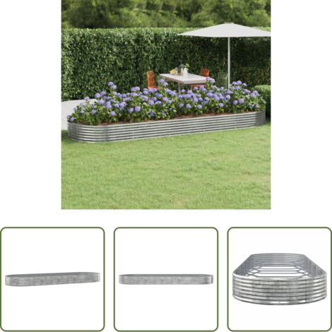 vidaXL Letto da giardino argento -  Letto Giardino Acciaio Zincato 450x140x36 cm Argento