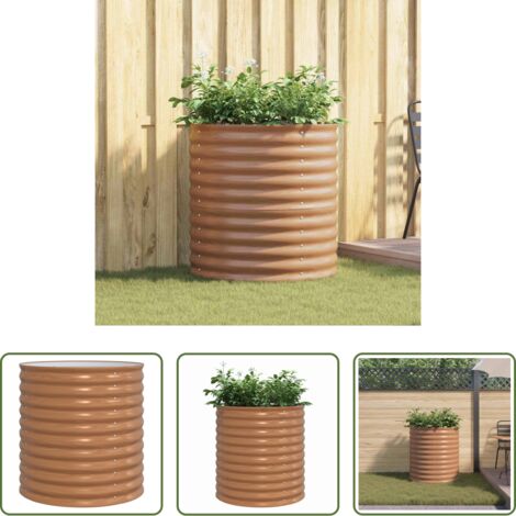 vidaXL Letto da giardino esterno -  Letto Rialzato Marrone 80 x 80 x 81 cm Acciaio