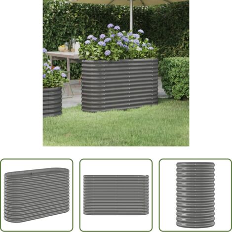vidaXL Letto da giardino grigio -  Letto Giardino Acciaio Zincato 114x40x68 cm Grigio