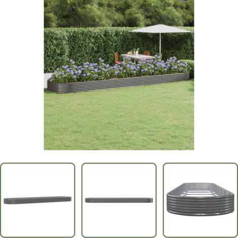 vidaXL Letto da giardino grigio -  Letto Giardino Acciaio Zincato 600x140x36cm Grigio
