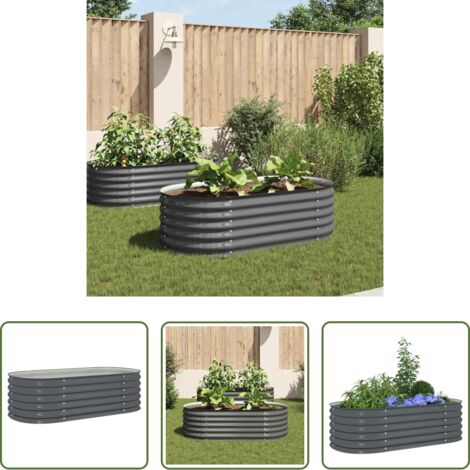 vidaXL Letto da giardino -  Letto Rialzato Giardino 160x80x44 cm in Acciaio Zincato Grigio