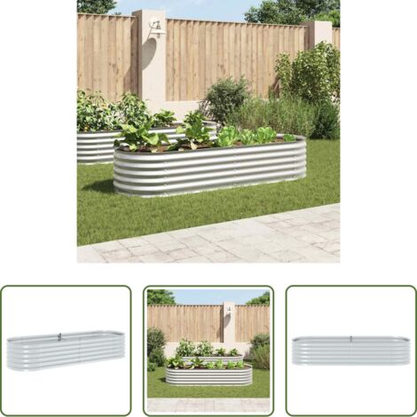 vidaXL Letto da giardino -  Letto Rialzato Giardino 240x80x44 cm in Acciaio Zincato Argento