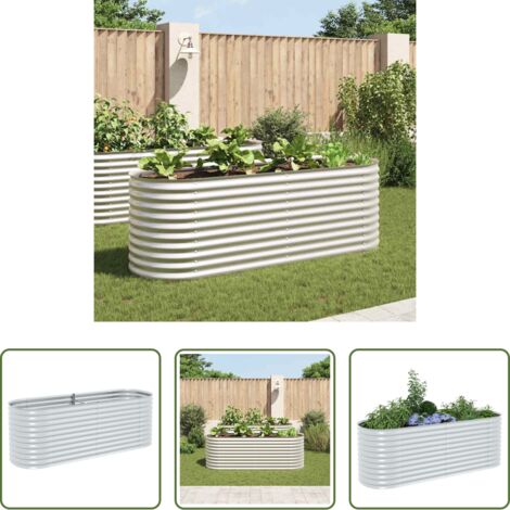 vidaXL Letto da giardino -  Letto Rialzato Giardino 240x80x81 cm in Acciaio Zincato Argento