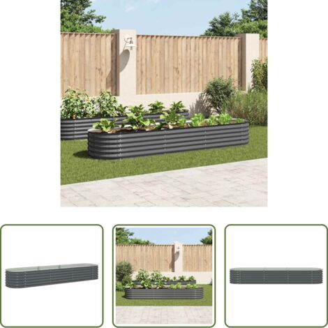 vidaXL Letto da giardino -  Letto Rialzato Giardino 320x80x44 cm in Acciaio Zincato Grigio