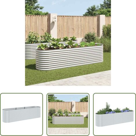 vidaXL Letto da giardino -  Letto Rialzato Giardino 320x80x81 cm in Acciaio Zincato Argento