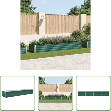 vidaXL Letto da giardino -  Letto Rialzato Giardino in Acciaio Zincato 320x80x45 cm Verde