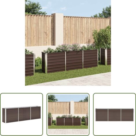 vidaXL Letto da giardino -  Letto Rialzato in Acciaio Zincato 240x40x77 cm Marrone