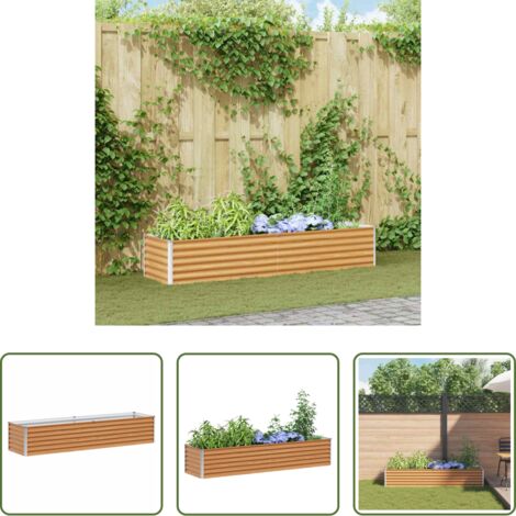 vidaXL Letto da giardino rialzato -  Letto rialzato da giardino 195 x 50 x 36 cm Acciaio zincato