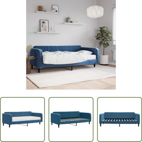 vidaXL Letto da giorno -  Divano Letto con Materasso Blu 100x200 cm in Velluto