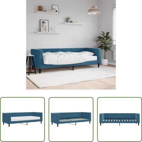 vidaXL Letto da giorno -  Divano Letto con Materasso Blu 80x200 cm in Velluto