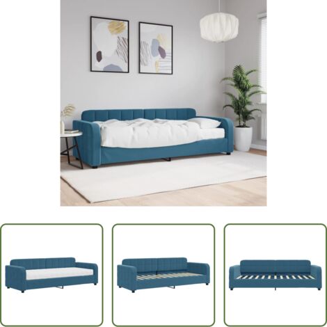 vidaXL Letto da giorno -  Divano Letto con Materasso Blu 80x200 cm in Velluto