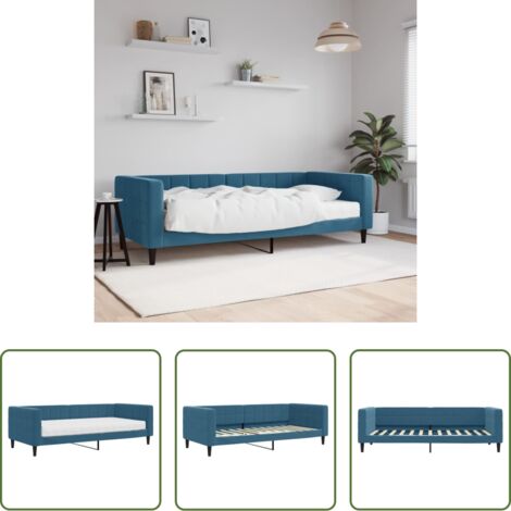 vidaXL Letto da giorno -  Divano Letto con Materasso Blu 90x200 cm in Velluto