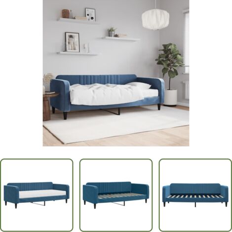 vidaXL Letto da giorno -  Divano Letto con Materasso Blu 90x200 cm in Velluto