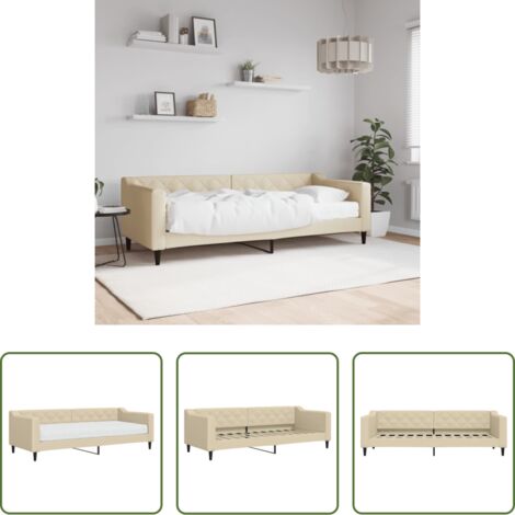 vidaXL Letto da giorno -  Divano Letto con Materasso Crema 80x200 cm in Tessuto