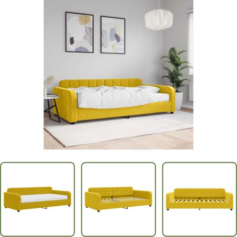 vidaXL Letto da giorno -  Divano Letto con Materasso Giallo 100x200 cm in Velluto