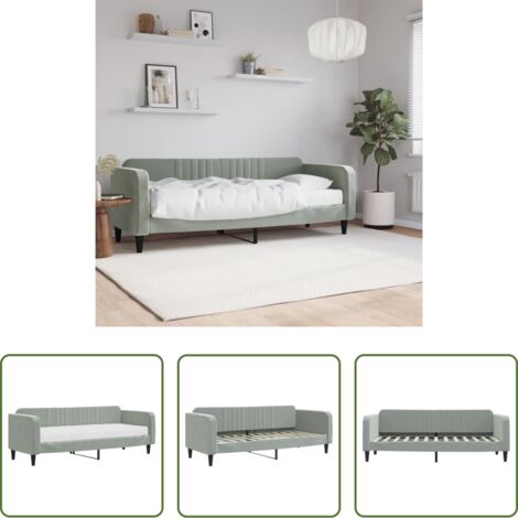 vidaXL Letto da giorno -  Divano Letto con Materasso Grigio Chiaro 80x200 cm in Velluto